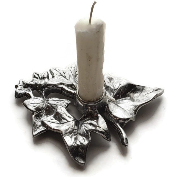 Wilton Pewter Leaf Shaped Candleholder - Aluminum - Armatelle - This one is very pretty - Must See!