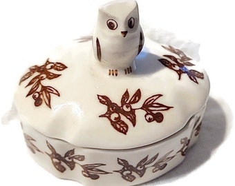 Baby Owls Elisabeth Trostli for Andrea by Sadek Owl Trinket Box with lid Beige and Brown