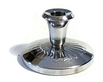 Candle Holder - Farber Brothers - Krome Craft - Very Pretty Bright and Shiny Chrome Silver Candlestick Holder