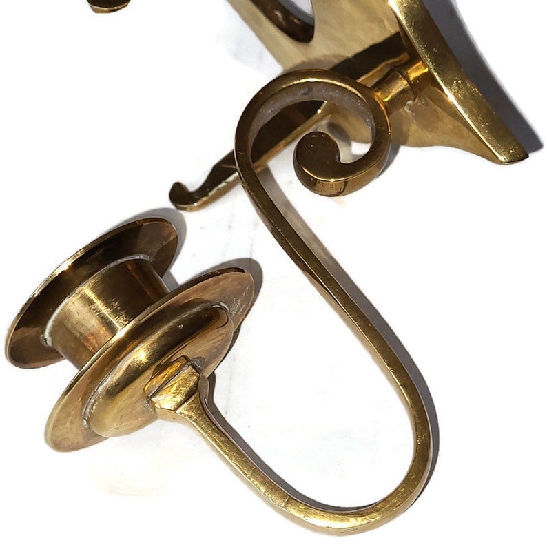 Brass Candle Wall Sconce 2 Available Plate Holder Candle Sconce Very Nice Vintage Condition image 9