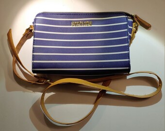 Kenneth Cole Reaction Cross Body Bag Blue and Beige Striped Purse Crossbody Bag Vegan Material Very Nice Condition Etsy Canada