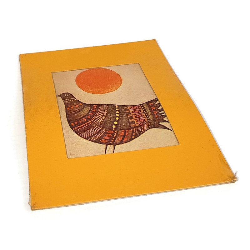 Vintage Midcentury Art Print Lithograph Pigeon Abstract Etsy