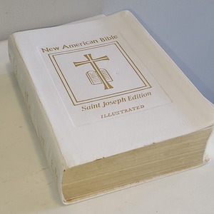 Vintage 1980s Saint Joseph Edition Bible: White Leatherette, Gilt Edged