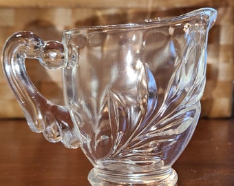 Clear Glass Creamer - Indiana Glass Company "Willow Clear" Design - 6 Oz Sparking Clear Glass with No Chips, Cracks, or Discoloration.