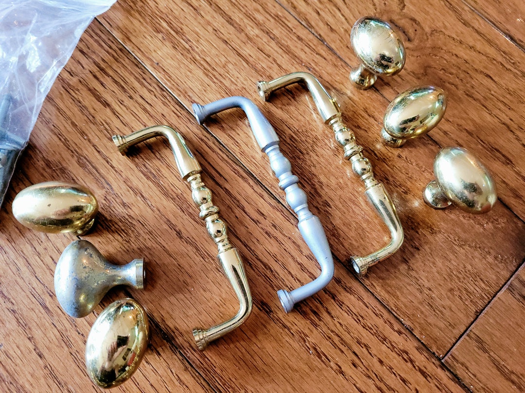 Gold Drawer Pulls and Knobs Pulls 4 Inches Wide Knobs Approximately 2.50 Etsy