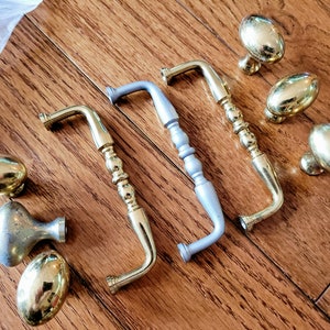 Vintage Brass Drawer Pulls and Knobs: 39 Piece Set