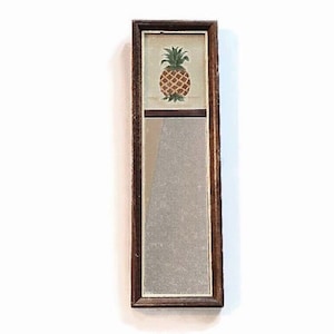 Vintage Folk Art Pineapple Theorem Painting on Velvet with Mirror by Virginia Grudzien