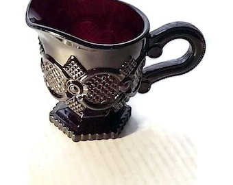 Vintage Avon Ruby Red Glass Creamer - Small 4oz Collectible Cranberry Pitcher for Tableware