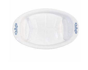 Vintage Corningware Blue Cornflower Meat Tray: Retro Kitchenware for Roasting and Serving