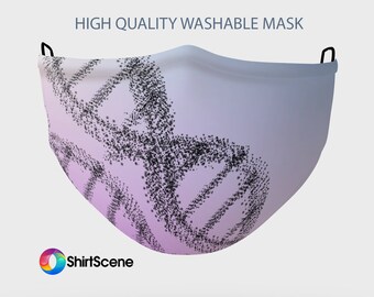 DNA Double Helix - High Quality Washable Mask - Funny Mask for Forensic Biology with Activated Carbon Filter to Change and Rubber
