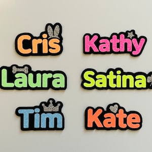 Neon Glitter Felt Nametag / Hair Pin / Backpack Namepin / Customized Name