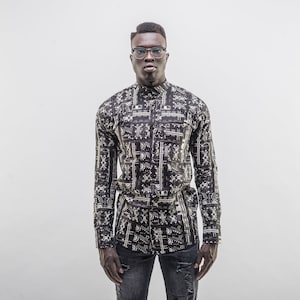 Ankara Shirt - Woodine Stoff - Afrikanisches Herrenhemd - Kaiser II B - Dashiki Männer-Afrikashirt Männer - Afrikanische Kleidung für Frauen