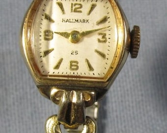 1960s HALLMARK 25 Ladies Wrist Watch with10K Rolled Gold Plate BEZEL and a Speidel Band