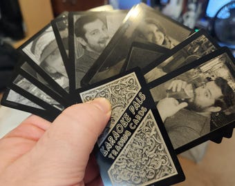 Custom Laser Etched Aluminum Trading Cards for Wedding Company and Event Games