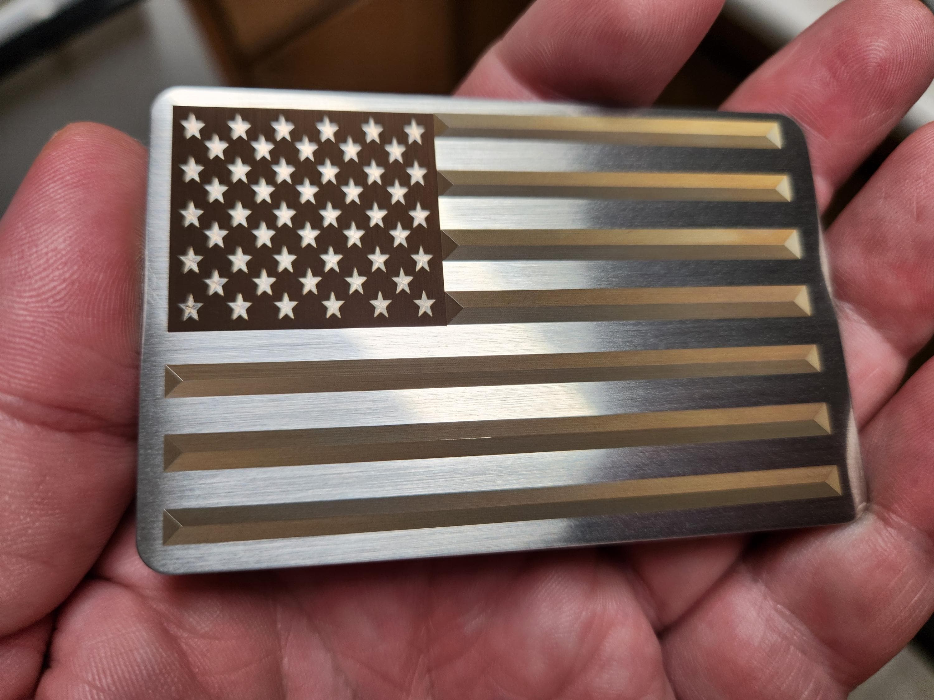 US United States Stainless Steel Metal Mini Flag for Stickers, Magnets, or Display