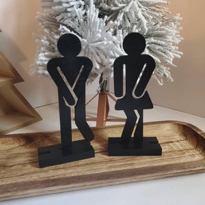 Set of 2 standing people bathroom decor, bathroom decor, bathroom sign, restroom details, home decor