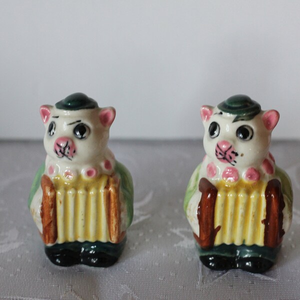 Vintage Accordion playing Pigs Salt & Pepper Shakers FREE SHIPPING!