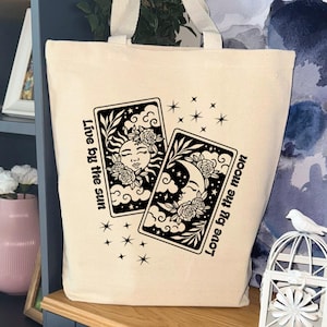 Celestial Canvas Tote Bag: Sun & Moon Tarot Card Gift