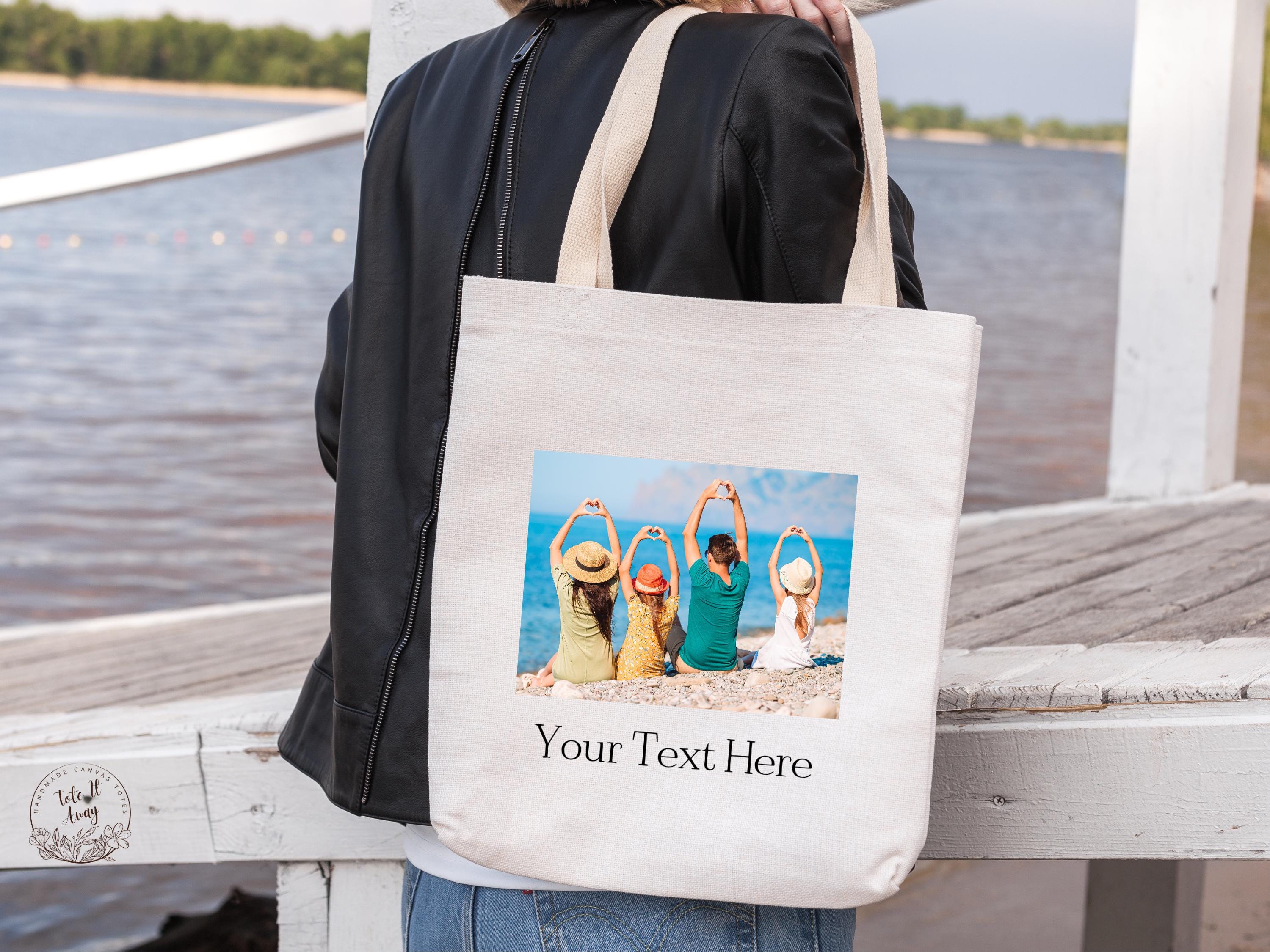 Custom Photo Tote Bag, Personalized Photo Bag, Family Photo Gift, Dog Photo Tote Bag, Photo Collage Gift Bag, Canvas Tote Bag, Photo Gifts
