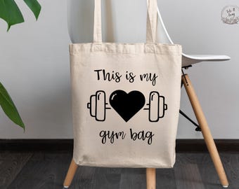 My Gym Bag Canvas Tote Bag, Fitness Lover Gifts for Her, Custom Gym Tote Bag, Birthday Gift for Women, Workout Gym Lover, Weightlifting Gift