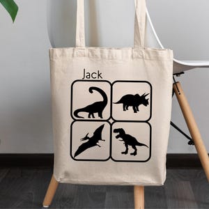 Sac fourre-tout personnalisé dinosaure, cartable T Rex, sac fourre-tout personnalisé pour enfants, sac dinosaure en toile pour enfants, cadeaux dinosaures pour garçons, sac dinosaure
