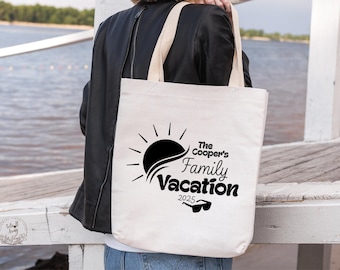 Personalisierte Familien Urlaub Canvas Einkaufstasche: Benutzerdefinierte Strand Reise Tote