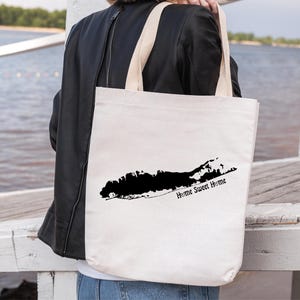 Long Island Tote Bag, Home Sweet Home Canvas Bag, Island Life Bag, Summer Tote, Beach Bag, New York Bag, Long Island Gift, Long Island Print