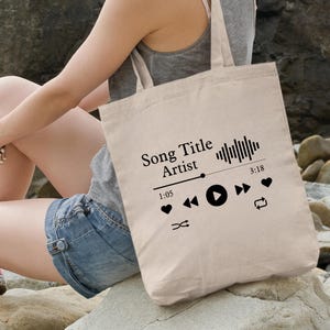 Custom Song Title Tote Bag, Music Lover Gift, Birthday Gift for Her, Anniversary Present, Favorite Hit Bag, Music Artist Personalization