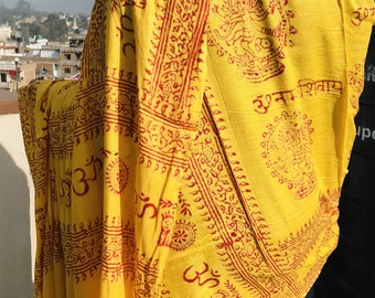 Om Hare Ram Yoga Meditation Prayer Gray Scarf Cotton Nepal Fair Trade Handmade