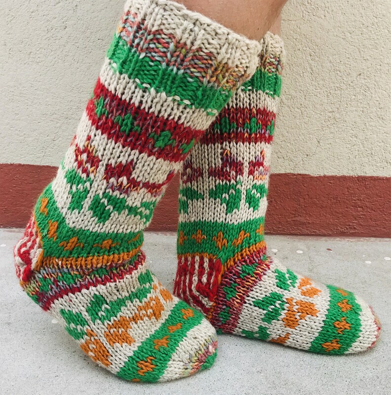 Nepal-II Hand Knit Multicolor Winter Woolen Knee High Socks