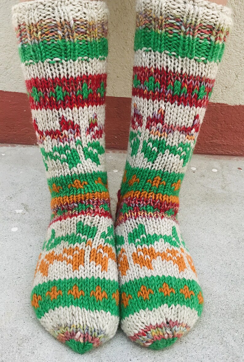 Nepal-II Hand Knit Multicolor Winter Woolen Knee High Socks