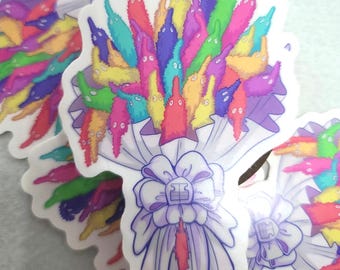 Worm On a String Bouquet vinyl matte sticker