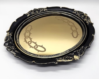 Engraved Acrylic Mirror With Chain Design, Traditional Tattoo, Laser Engraved Mirror Acrylic, Religious Decor, Christ Artwork, Symbolism