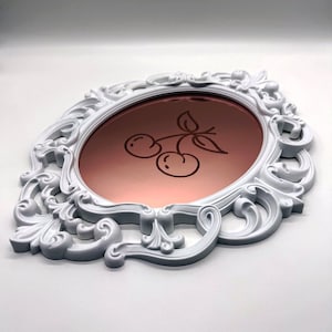 Engraved Acrylic Mirror With Cherry Design, Traditional Tattoo Inspired Art, Laser Engraved, Traditional Tattoo Decor, Bert Grimm Art