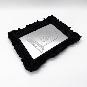 Engraved Acrylic Mirror With Headstone Design, Traditional Tattoo Inspired Art, Laser Engraved, Traditional Tattoo Decor, Bert Grimm Art