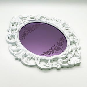 Engraved Acrylic Mirror With Flower Design, Traditional Tattoo Inspired Art, Laser Engraved, Traditional Tattoo Decor, Bert Grimm Art