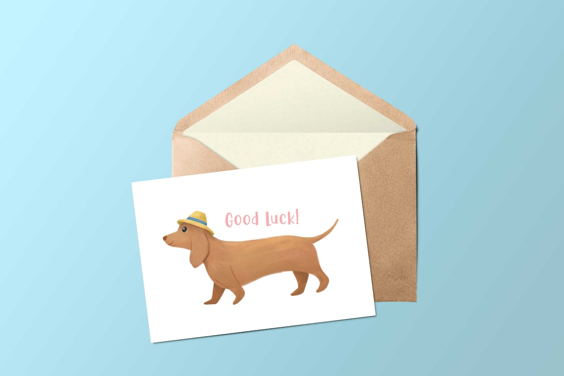 Printable Good Luck Card dachshund Instant Download Best of | Etsy