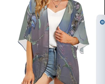 Kimono en mousseline de soie pour femme