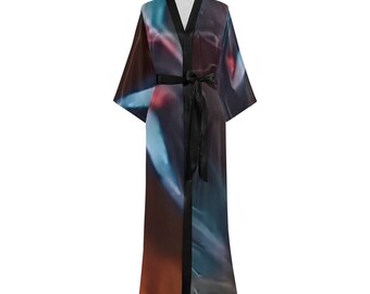 Peignoir kimono long en polyester pour femme, vêtement de plage léger, kimono à imprimé floral, style japonais, kimono en mousseline de soie pour femme