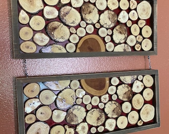 Unique Wood Slice Wall Decor Rustic Frame, Wood Wall Sculpture