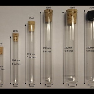 Tubes à Test en plastique transparent avec bouchon à vis et brosse