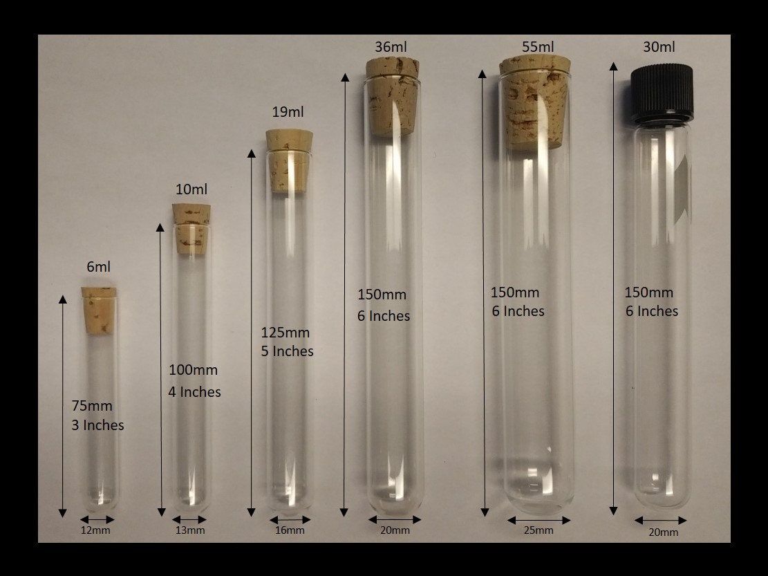 20 Count Glass Culture test Tubes With Cork Caps stoppers Etsy Canada
