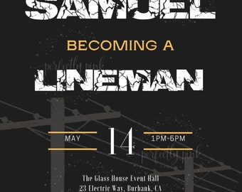 Lineman Invitation Look Who Topped Out Party Invite Journeyman Lineman Decorations Decor Event Apprentice