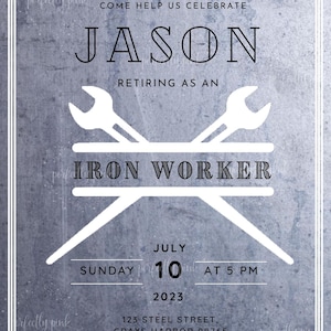 Iron worker Retirement Party Invitation Trade invitation invite retire retirement gift plumber