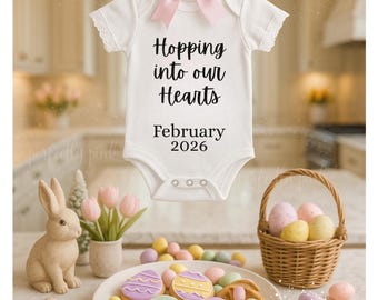 Bun in the oven Easter pregnancy Announcement cookie eggs Template Holiday Pregnancy Reveal Editable Bunny Baby Reveal Coming Soon Spring