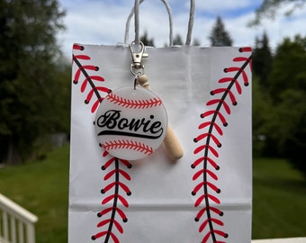 Personalized RESIN & ACRYLIC Baseball Name Tag and bag For Bag Gifts Team Player Coach Gift custom Keychain baseball birthday party favors