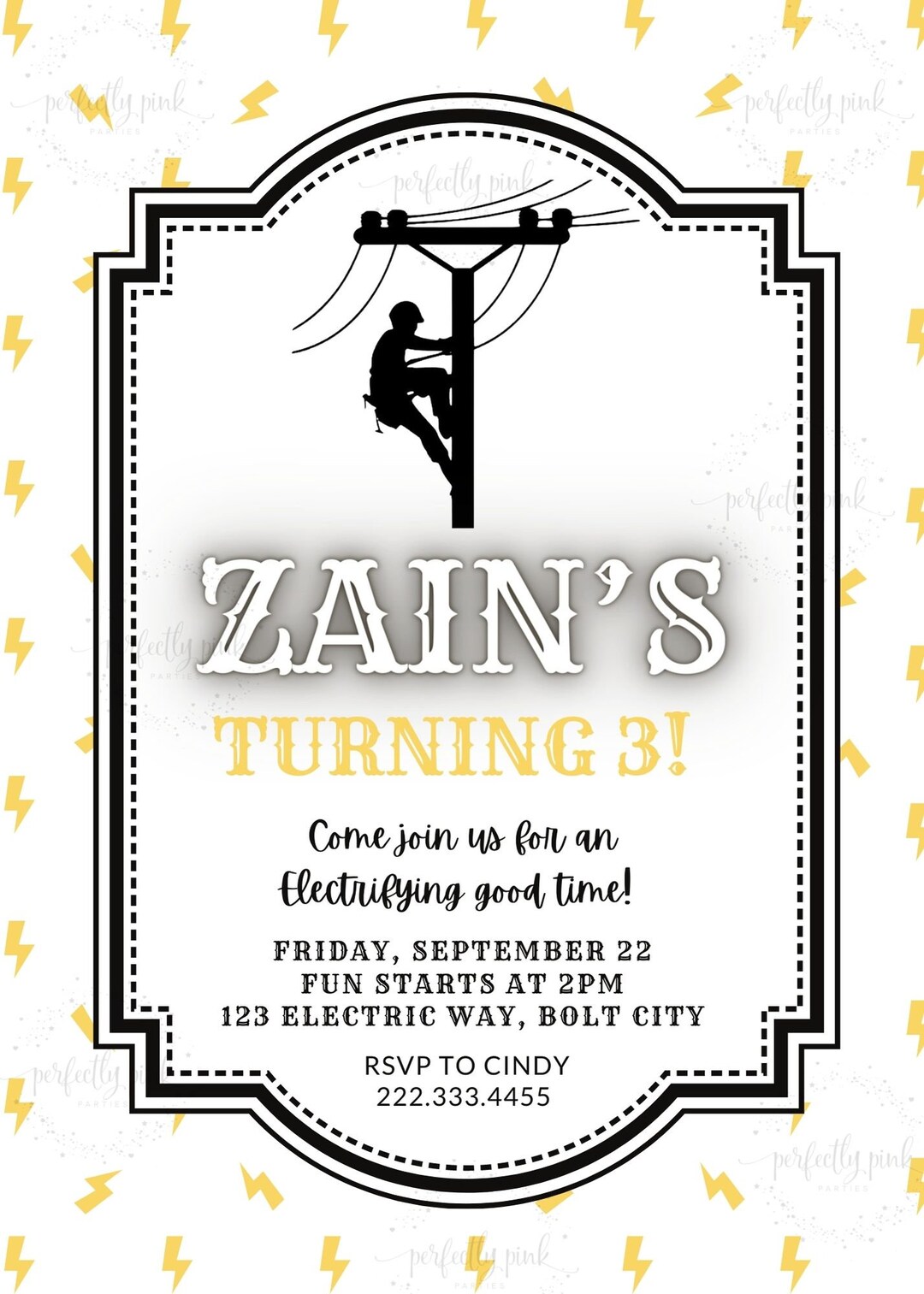 Lineman Birthday Invitation First Birthday Party Invite Journeyman ...