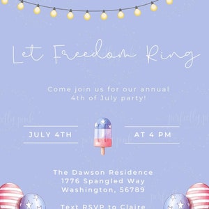 July 4th Invitation Patriotic Invitation