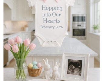 Bun in the oven Easter pregnancy Announcement cookie eggs Template Holiday Pregnancy Reveal Editable Bunny Baby Reveal Coming Soon Spring