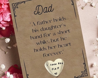 Father’s Day Gift Present, father of the Bride gift for wedding day, sentimental gift for dad, step dad keepsake heart token gift daughter